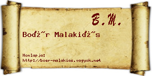Boér Malakiás névjegykártya